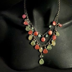 Sterling Silver Quartz Pearl Dyed Necklace